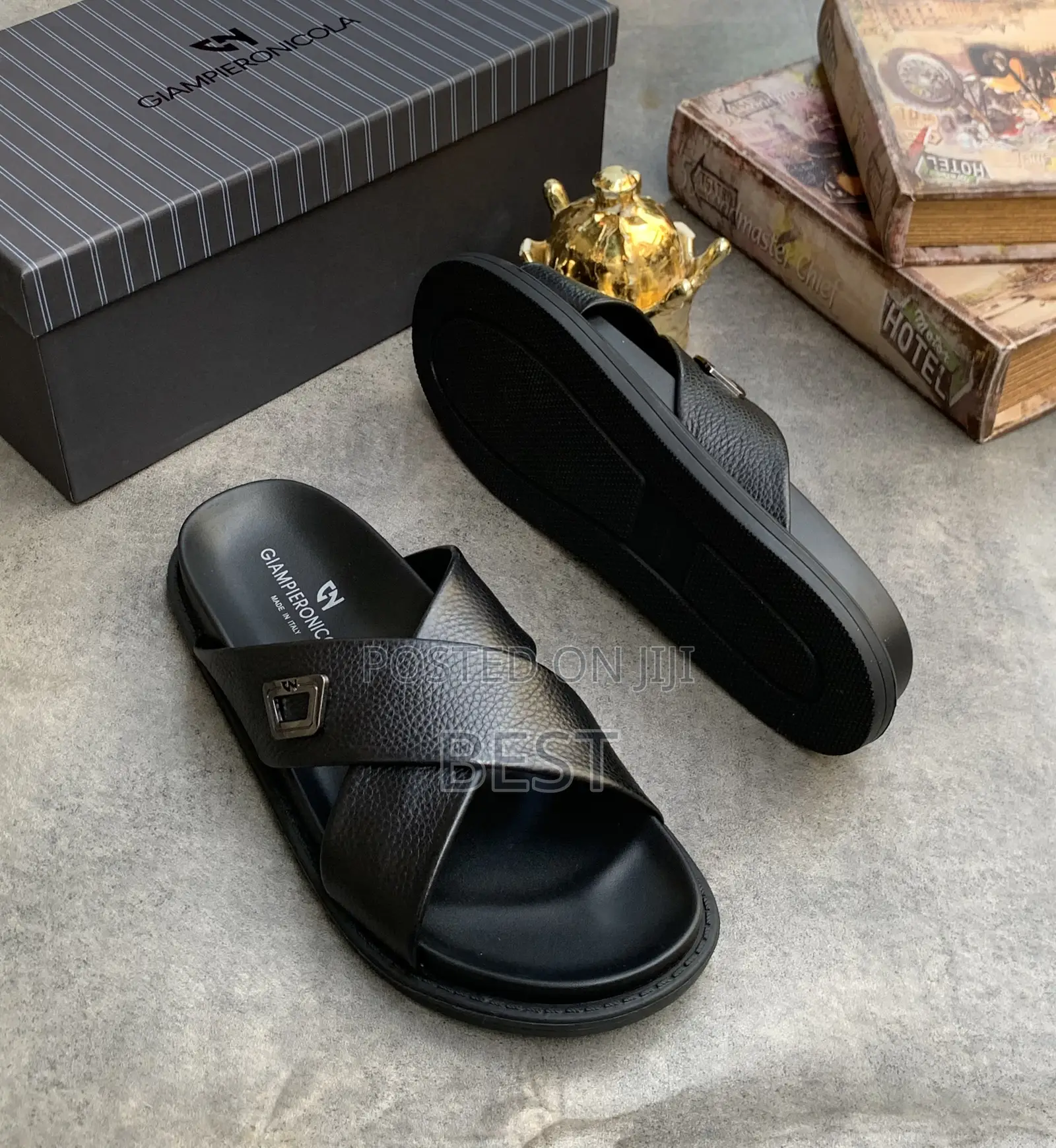 High Quality Italian Men's Luxury Slippers Pure Leather