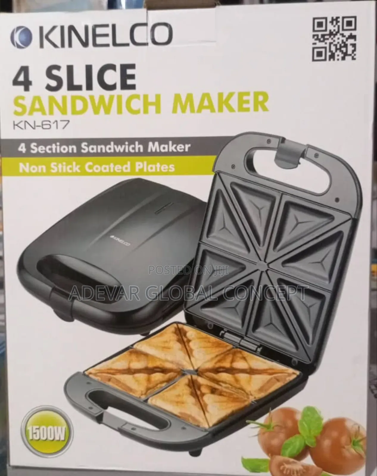 Kinelco 4 Slice Sandwich Toaster - 1500w Toasting Machine