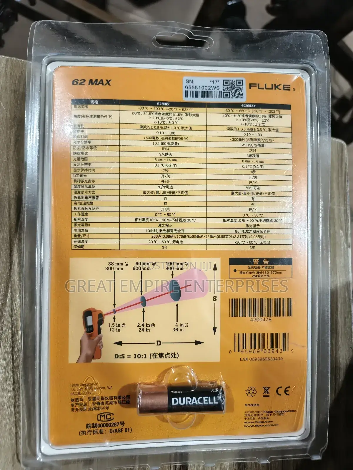 Fluke Infrared Thermometer 62 Max