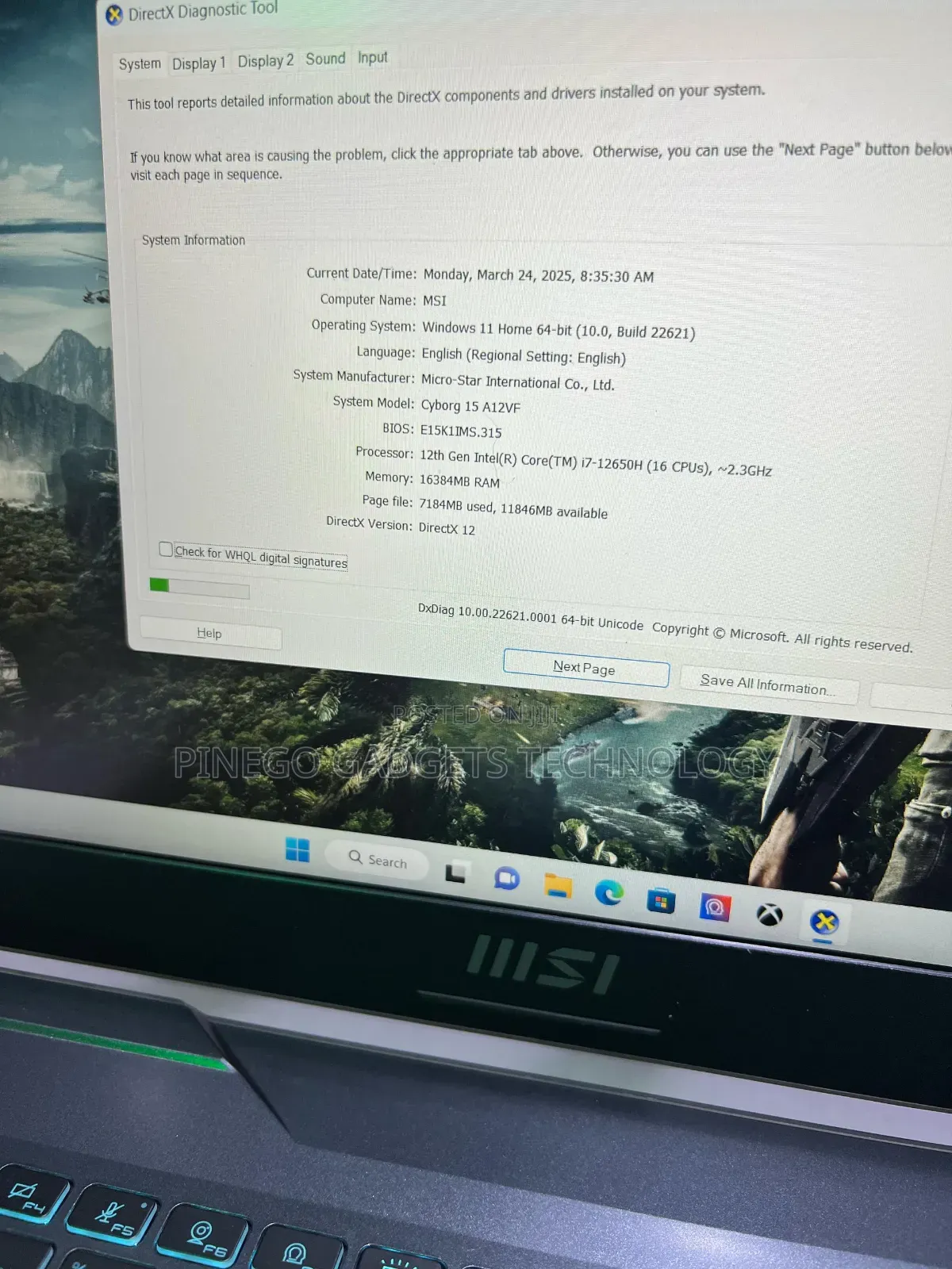 Laptop MSI Cyborg 15 16GB Intel Core I7 SSD 512GB