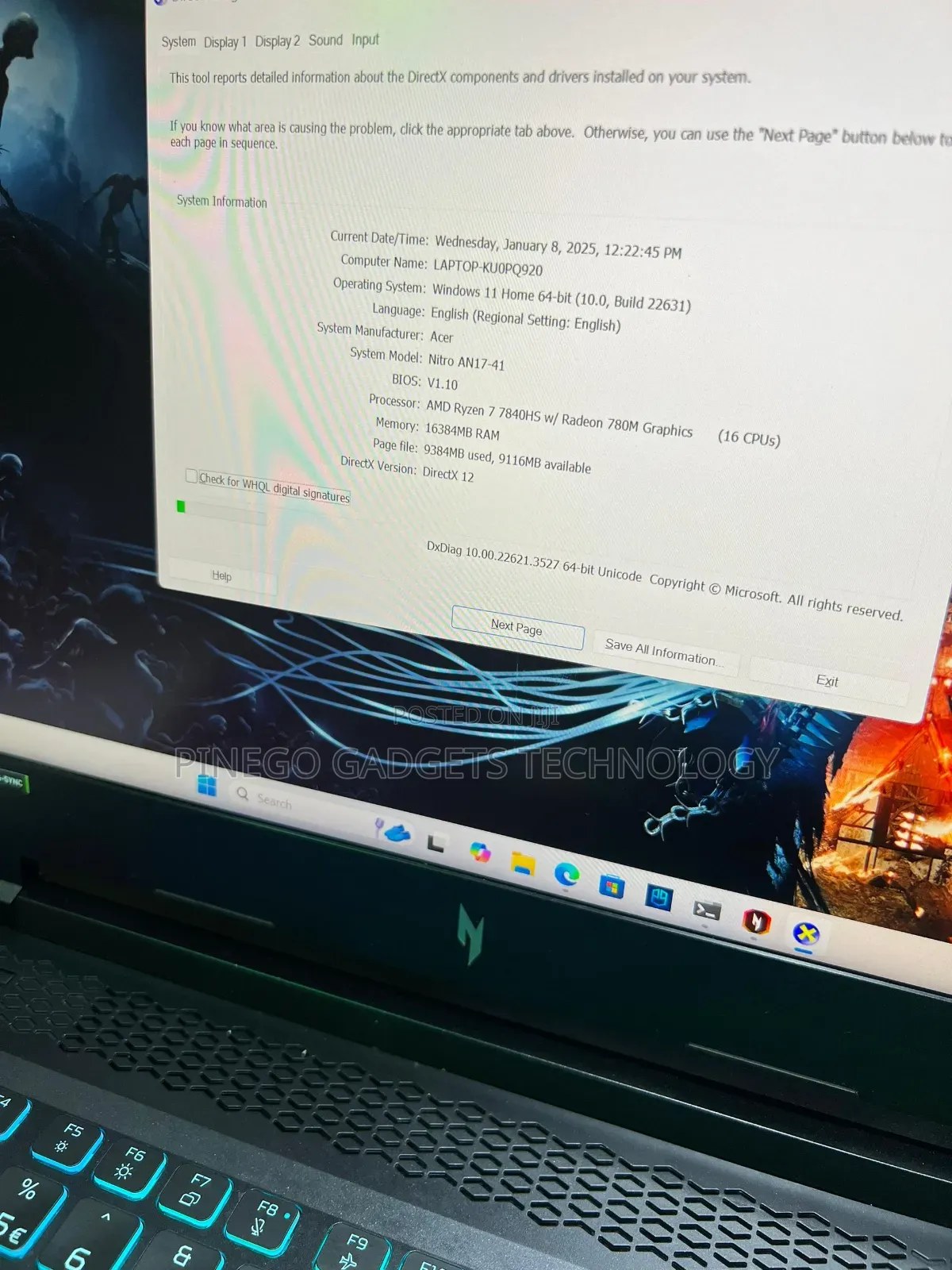 Laptop Acer Aspire v Nitro 16GB AMD Ryzen 7 SSD 1T