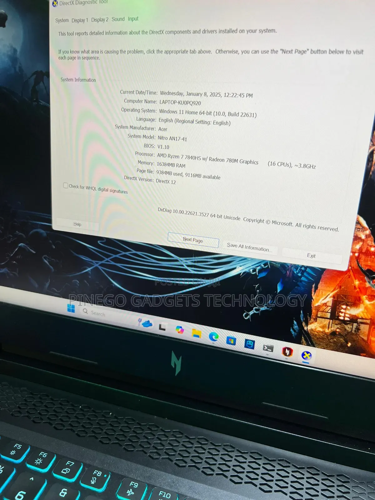 Laptop Acer Aspire v Nitro 16GB AMD Ryzen 7 SSD 1T