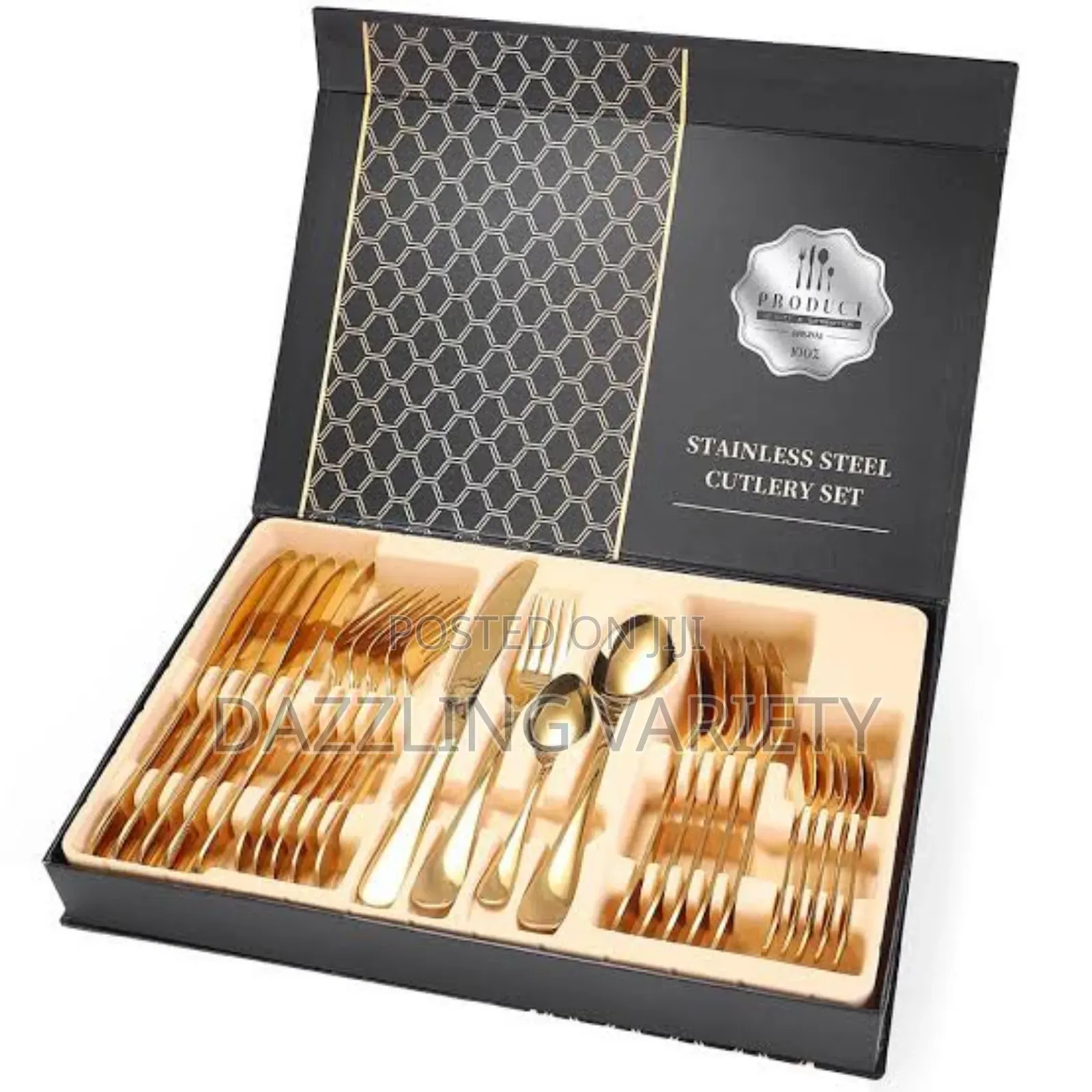 24pcs Gold Cutlery Stainless Steel Set With Gift Box