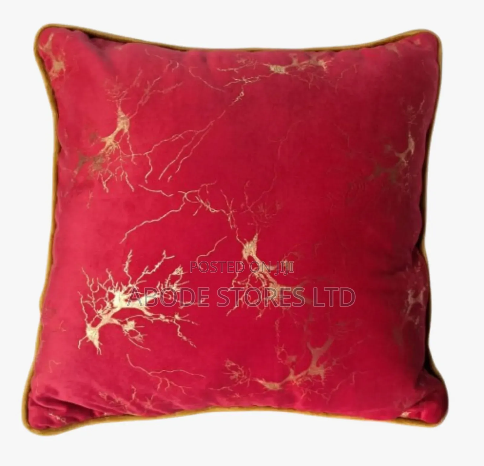 Red Decorative Throw Pillow With Gold Highlights 48x48cm