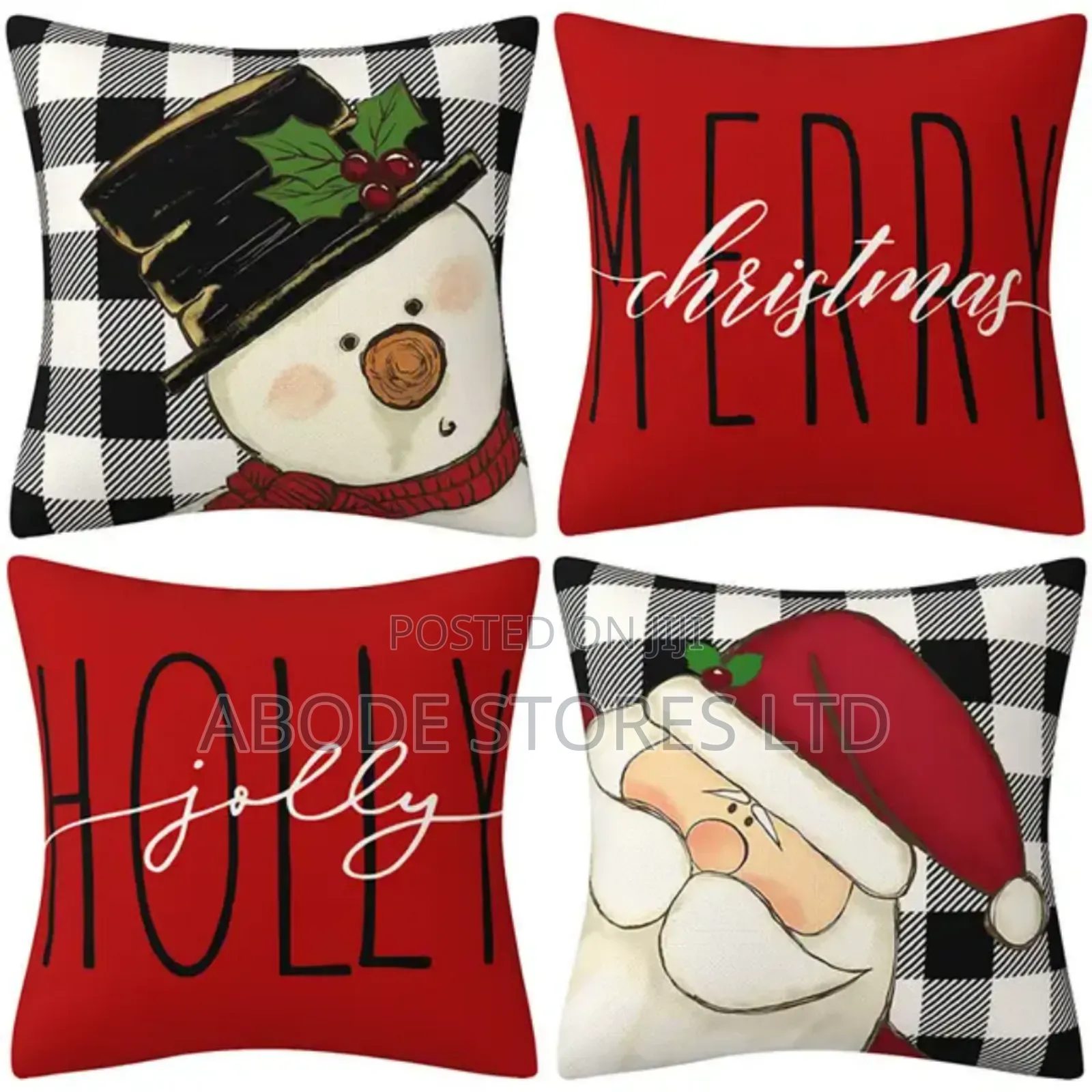 4 PCS Jolly Xmas Throw Pillow Set