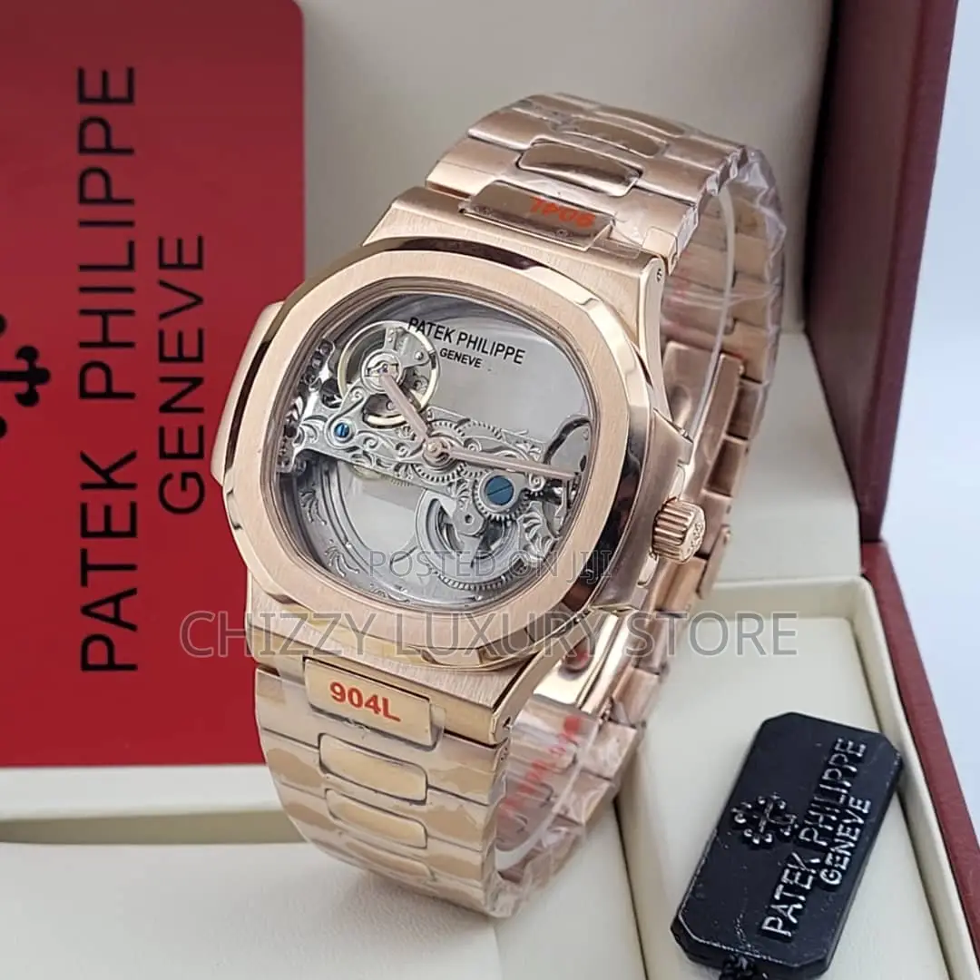 Patek Philippe Quality Luxury Men Chronograph Chain Strap Wristwatch