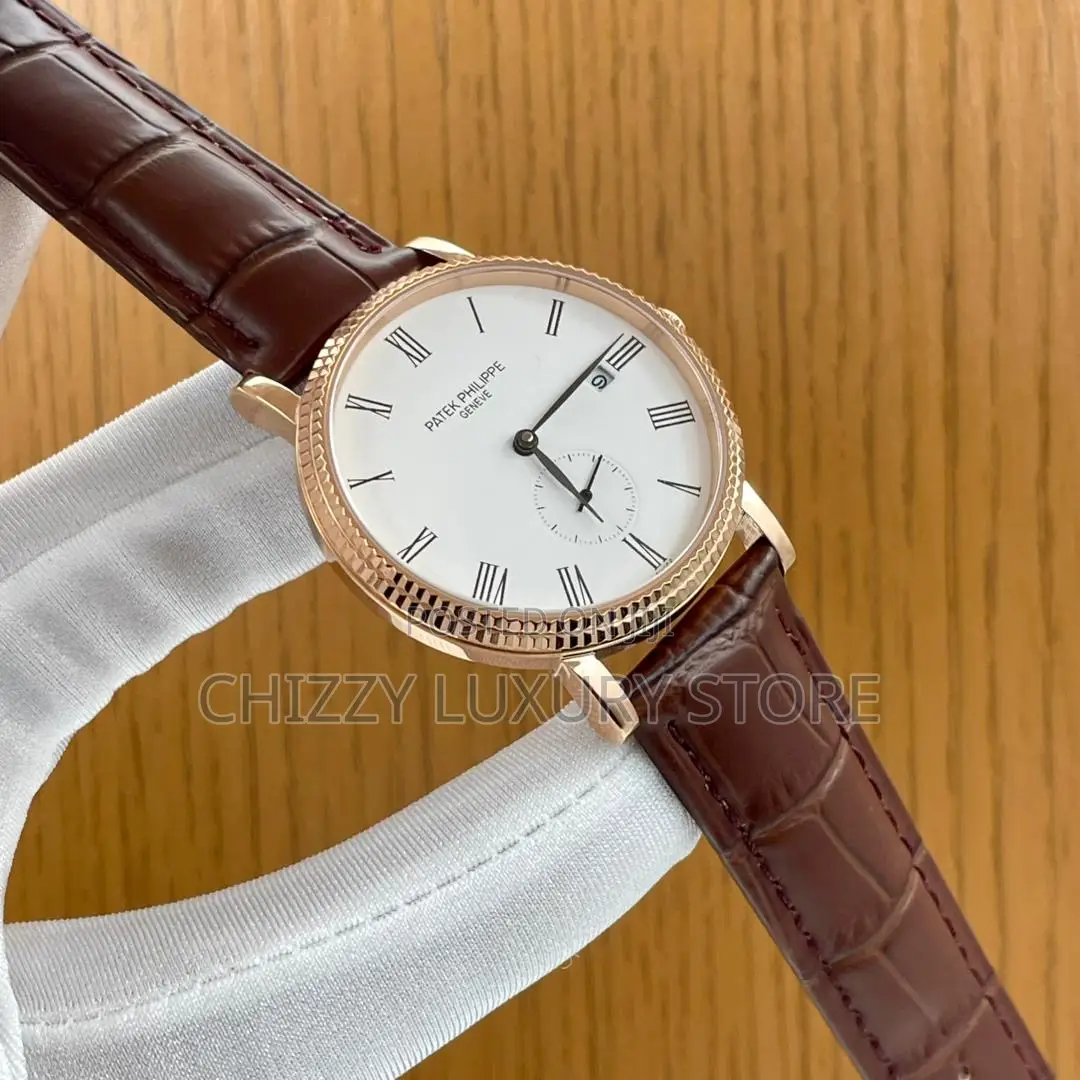 Patek Philippe Quality Luxury Men Genuine Leather Wristwatch