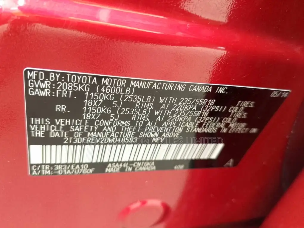 Toyota RAV4 Limited 4dr SUV (2.5L 4cyl 6A) 2014 Red
