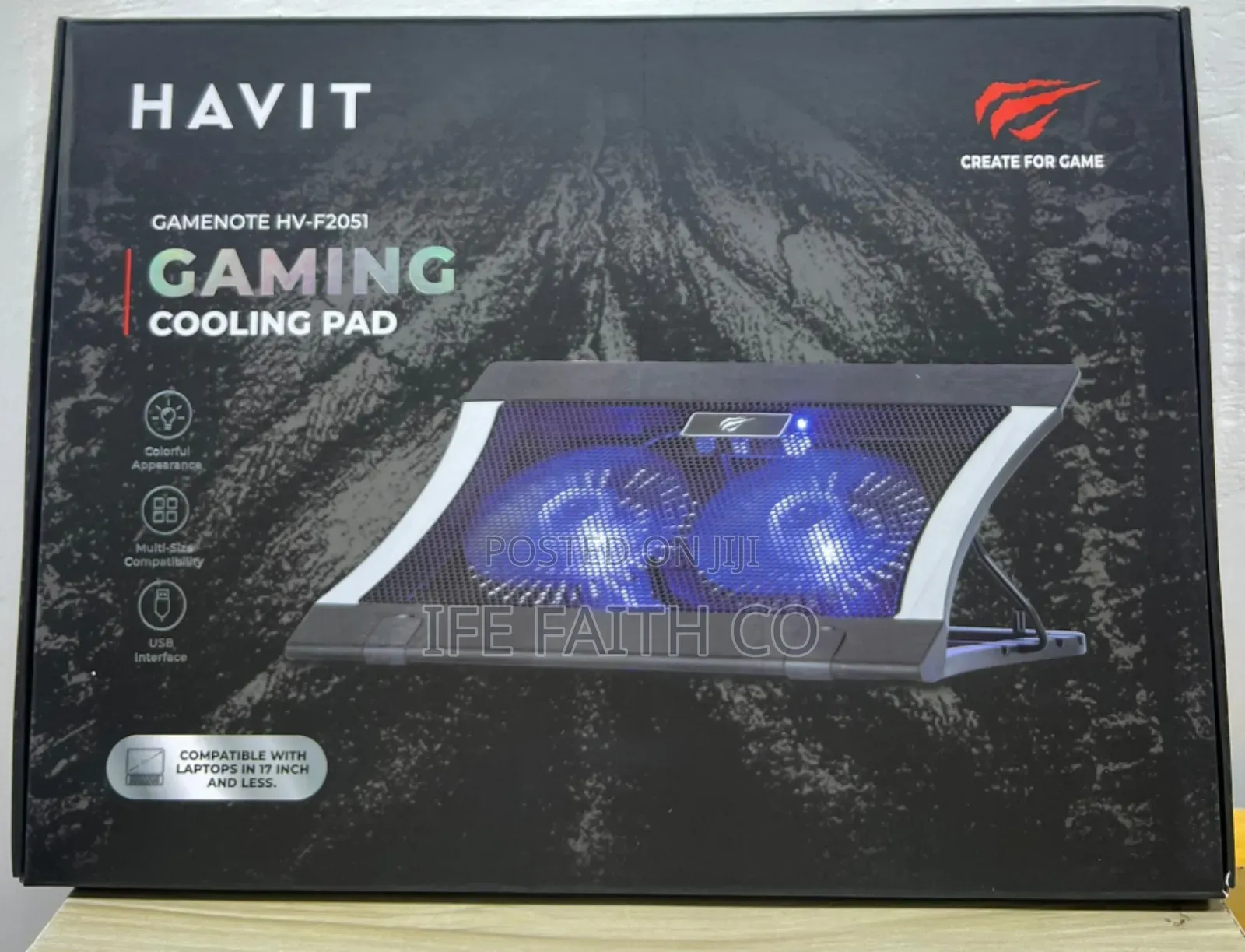 Havit Gaming All Series Laptp Cooling Pad- Blue Led Ultra Quiet Fans