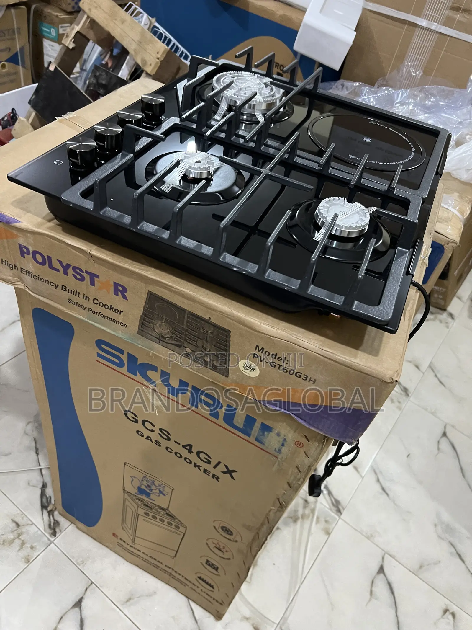 Polystar 50cm 3 Gas Burner 1 Electric Plate Built-in Gas Hob