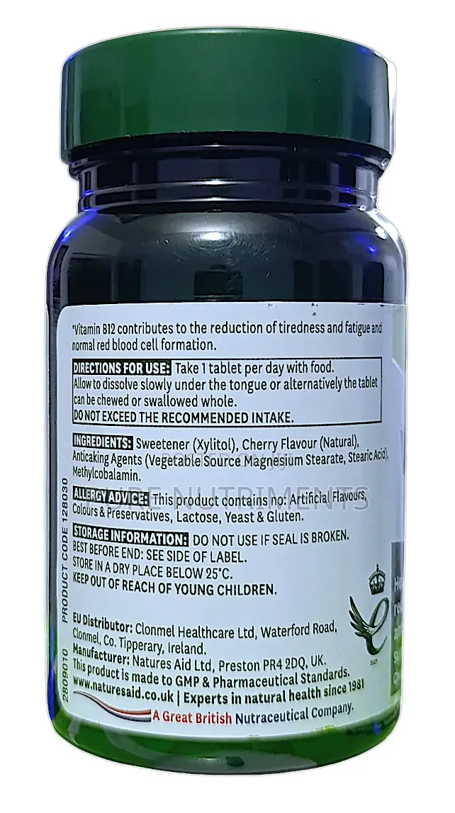 Natures Aid Vitamin B12 1000μg – Energy Nerve Support (90 Tabs)