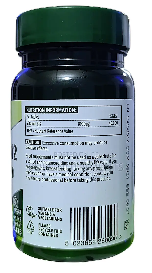 Natures Aid Vitamin B12 1000μg – Energy Nerve Support (90 Tabs)