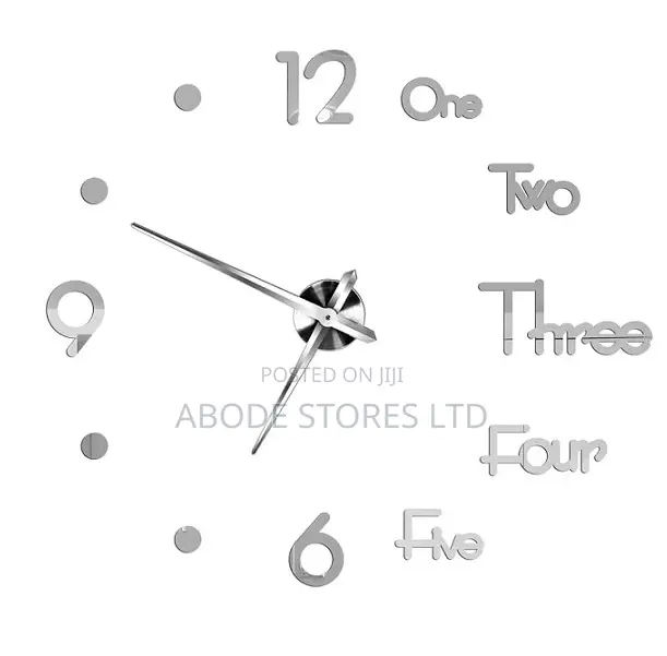 100c Large Diy 3d Letter/Number Decorative Wall Clock - Silver