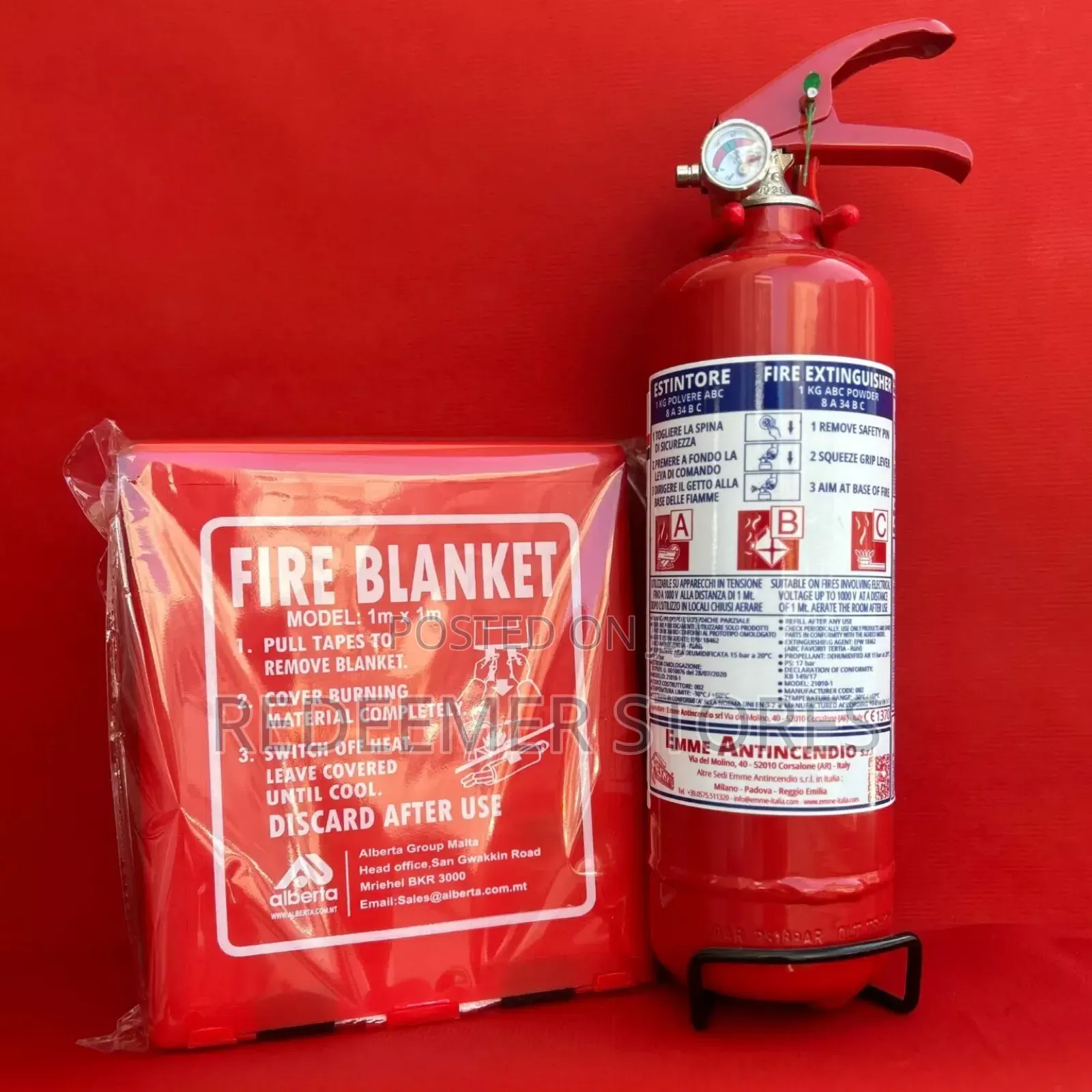 Fire Blanket + 1kg Fire Extinguisher