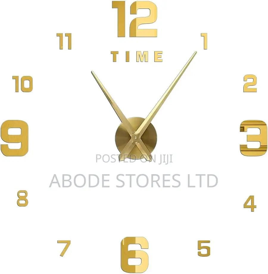 100cm Large Diy 3d Irregular Number Decorative Wall Clock - Gold