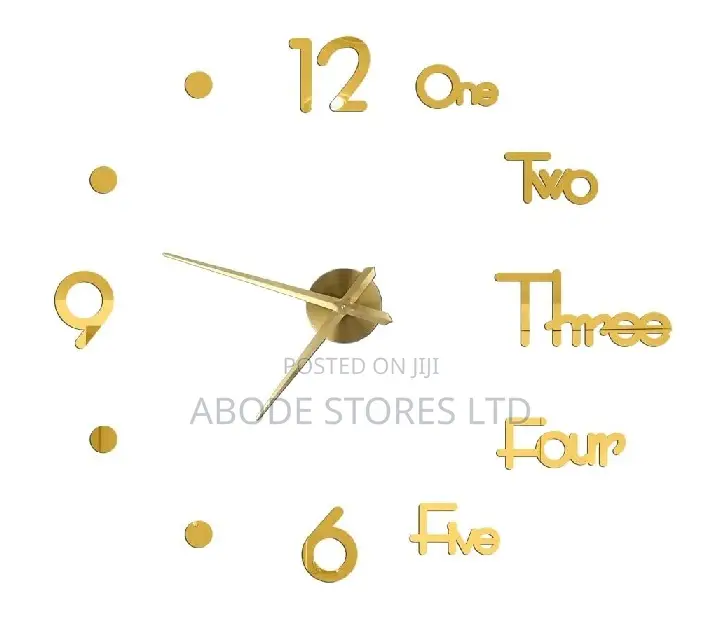 100cm Large Diy 3d Letter/Number Decorative Wall Clock - Gold