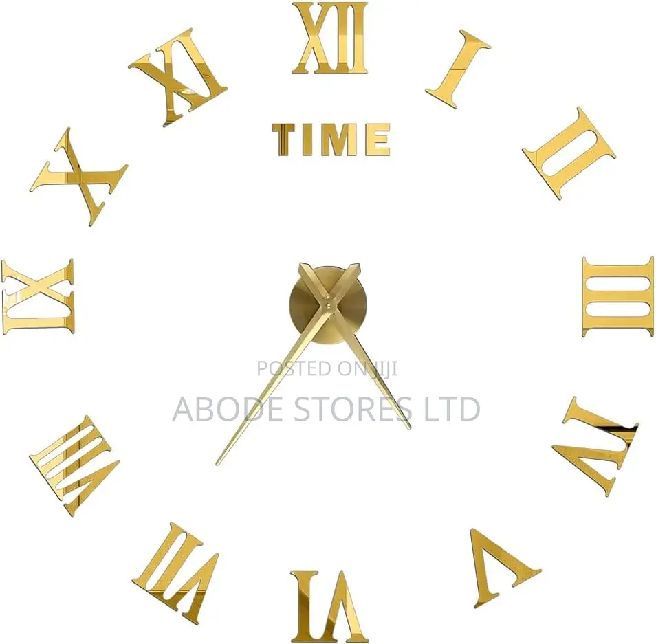 100cm Large Diy 3d Roman Numeral Decorative Wall Clock - Gold