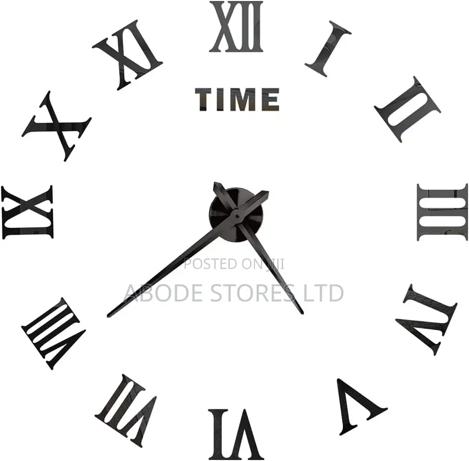 100cm Roman Numeral Diy Wall Clock - Black