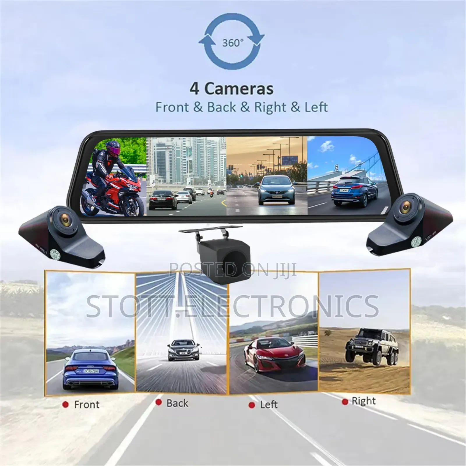 Car Dashcam 4-Way 360° Cameras