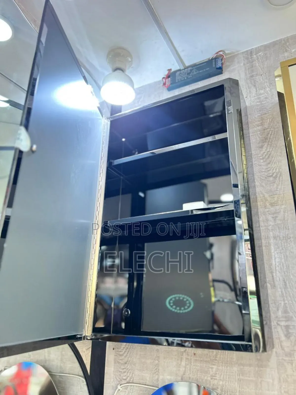 Black Stainless Steel Cabinet Mirror