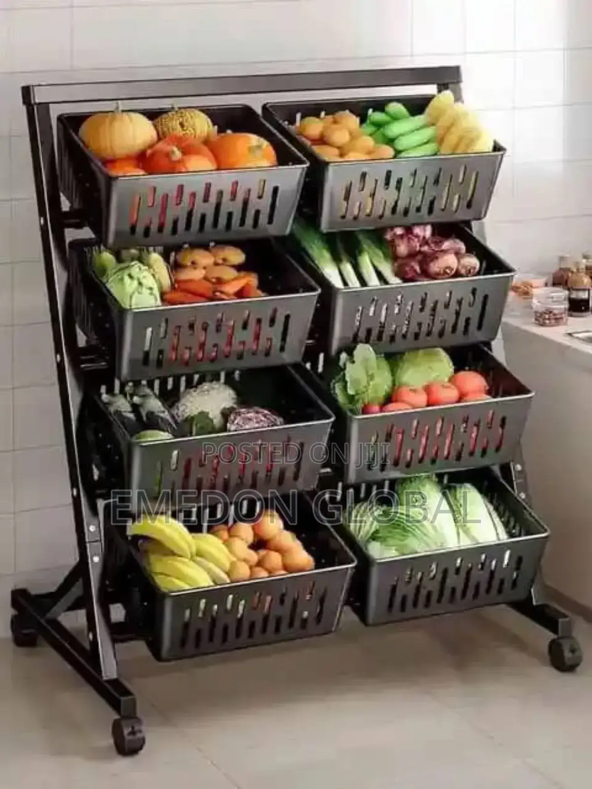 4 Tier Fruits and Vegetables Metal Storage Basket Shelves