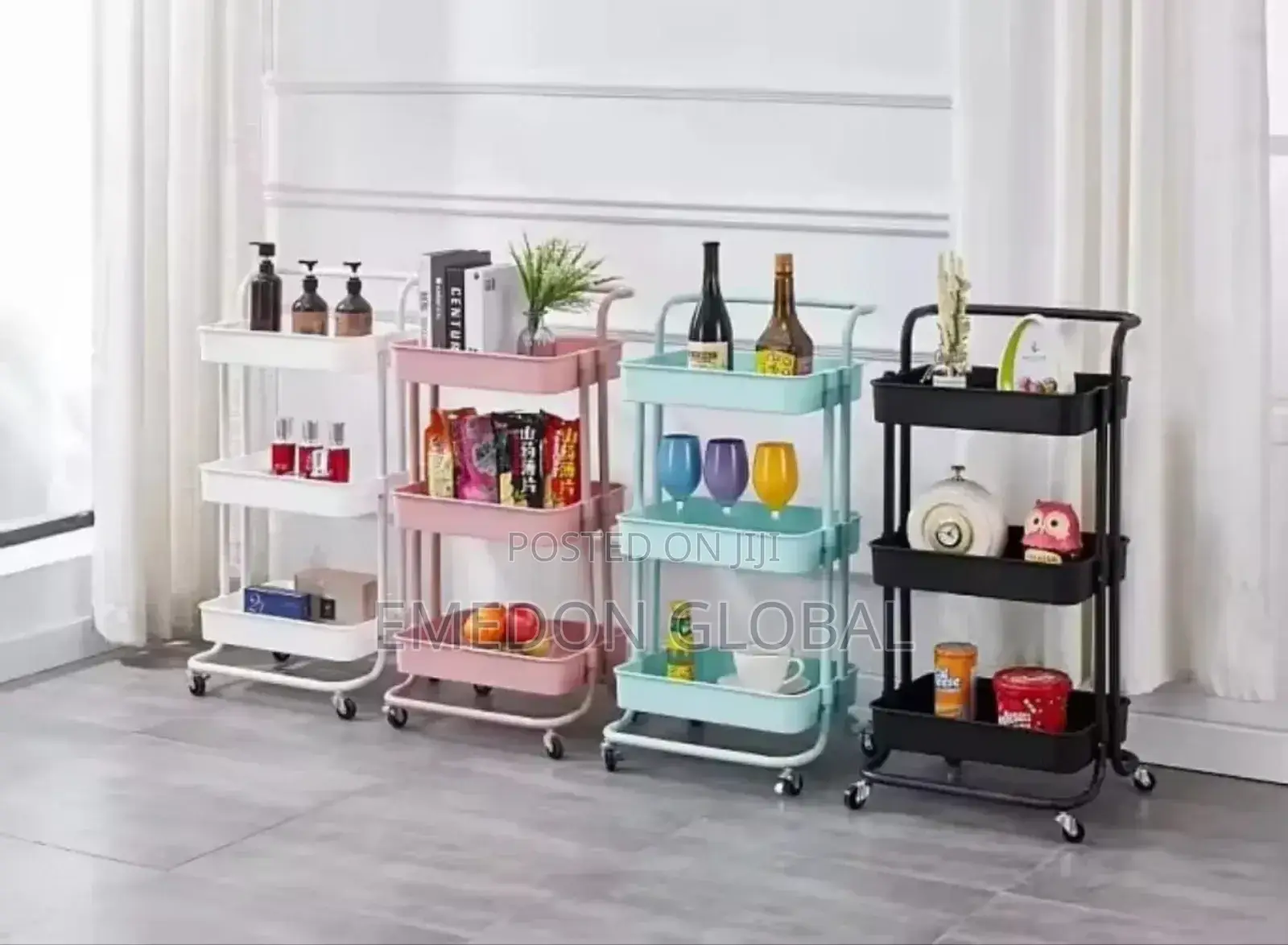 Multipurpose Utility Storage Rack Trolley - 3tiers
