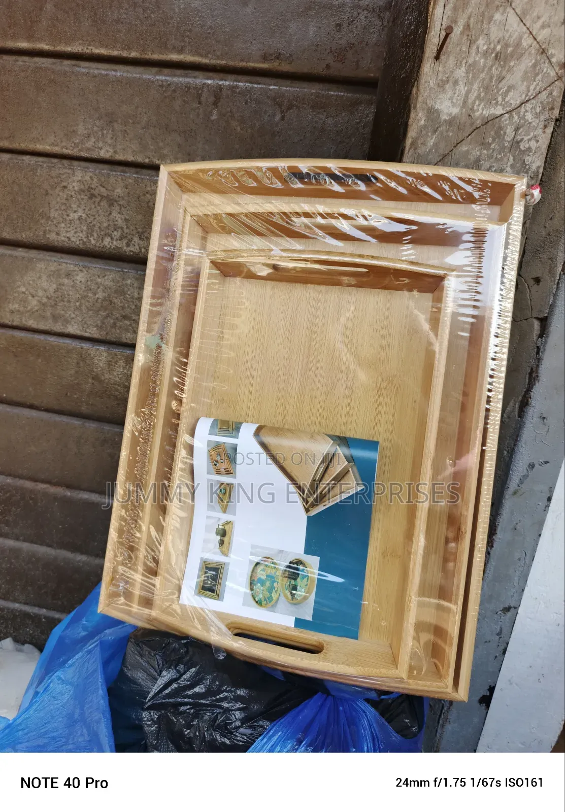 Wooden Styled Serving Trays - 3pcs