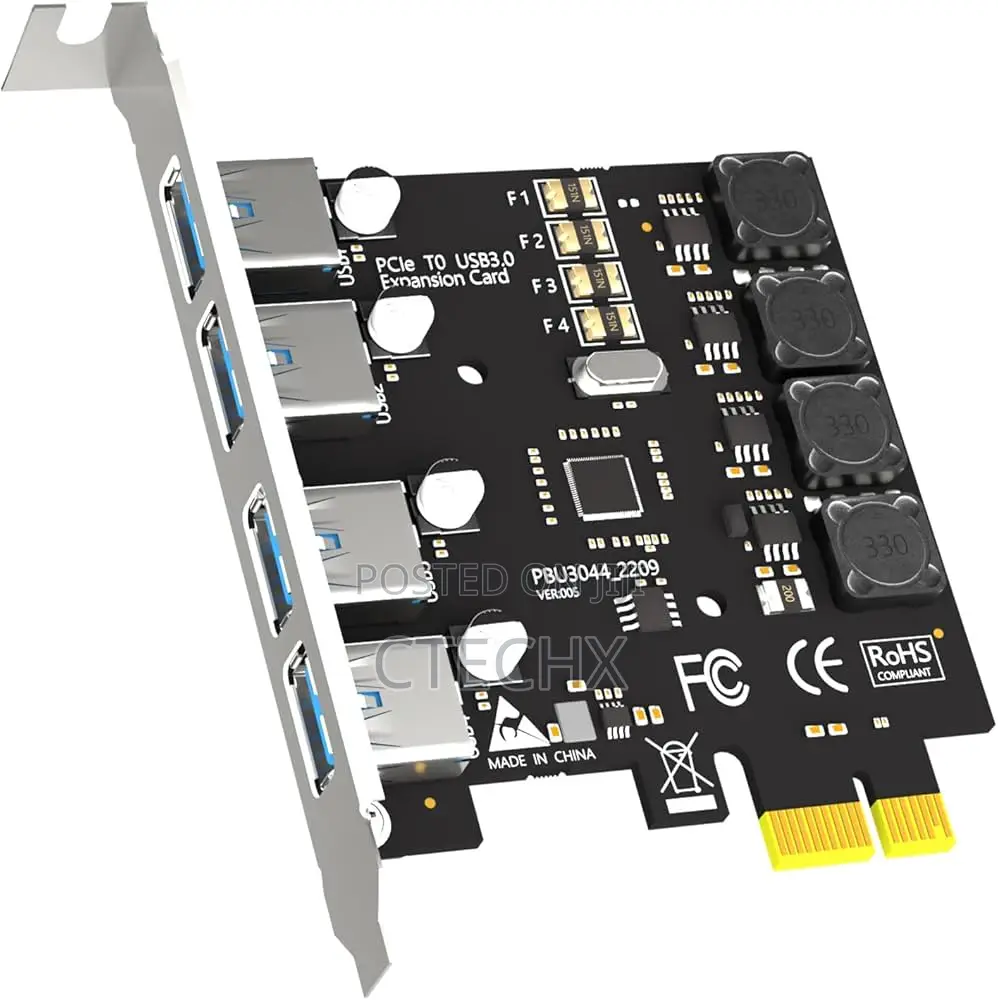 4-Port Usb 3.0 5gbps Pcie Expansion Card for Intel, Amd Arm Platform