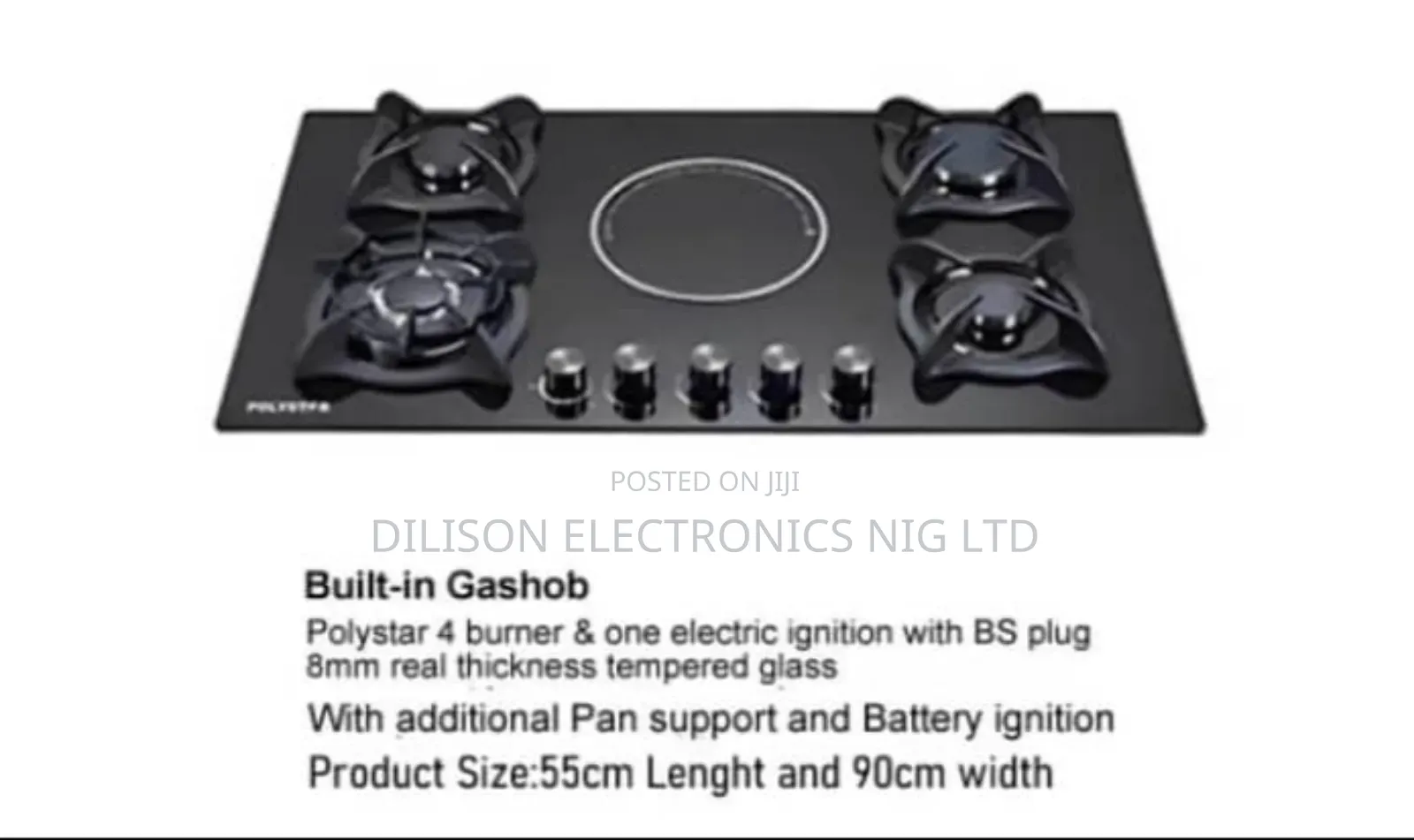 4 Burners and 1 Electric Cooker Polystar Gashob