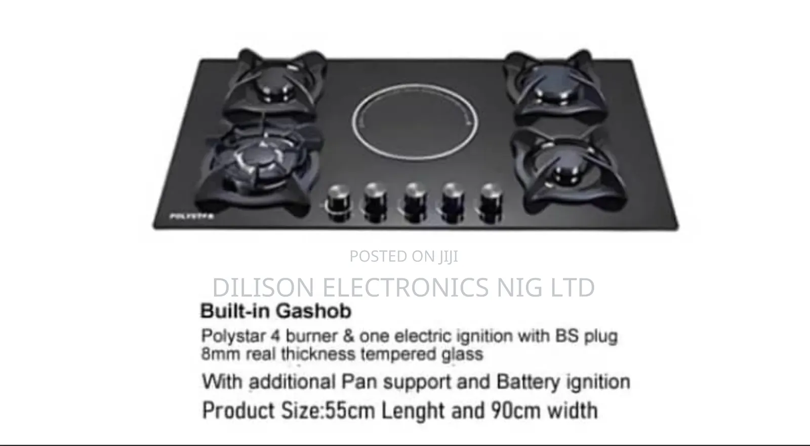 Built-in Gashob Polystar 4 Burners One Electric