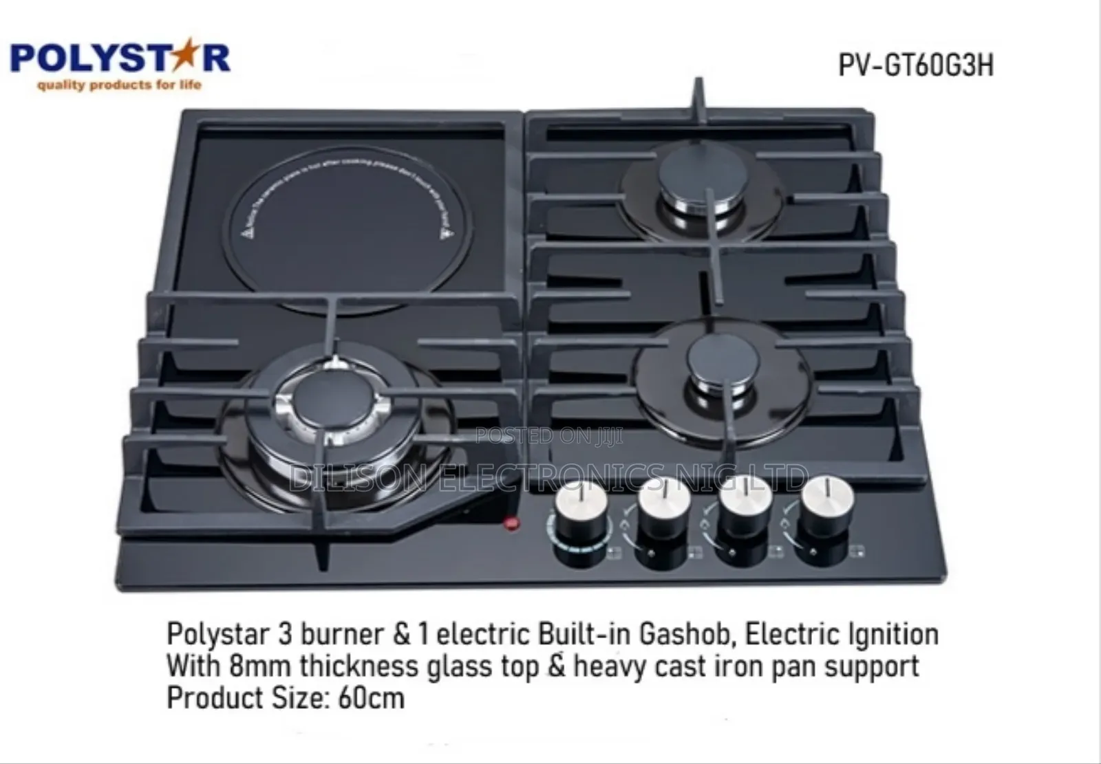 Polystar 3 Burner and 1 Electric Gas Cooker