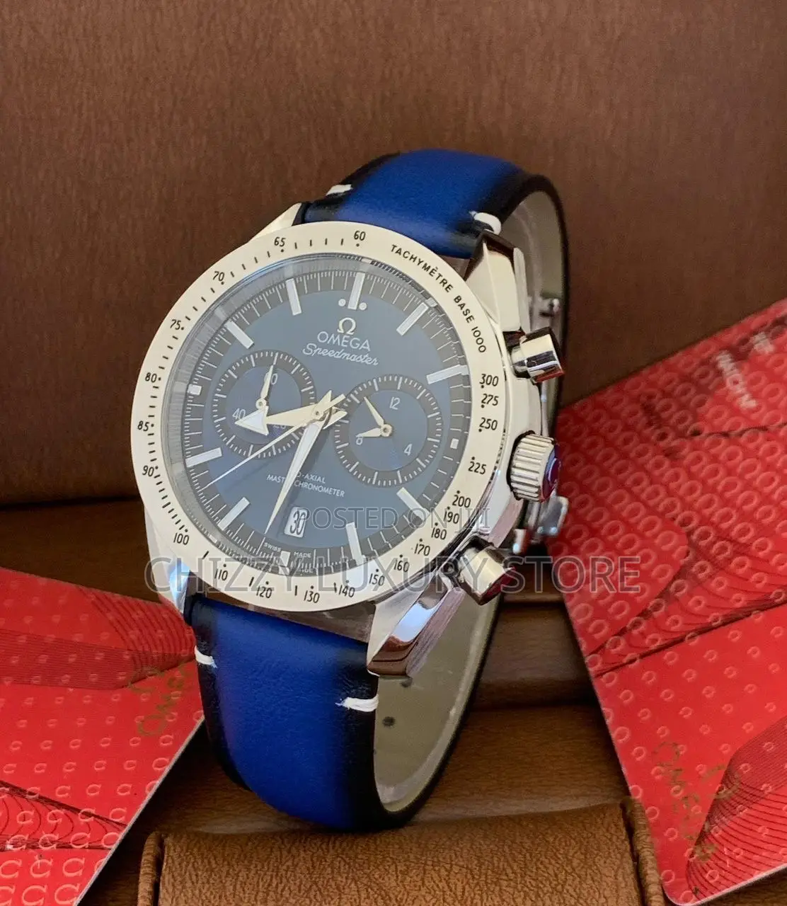 Omega Quality Luxury Men Genuine Leather Wristwatch