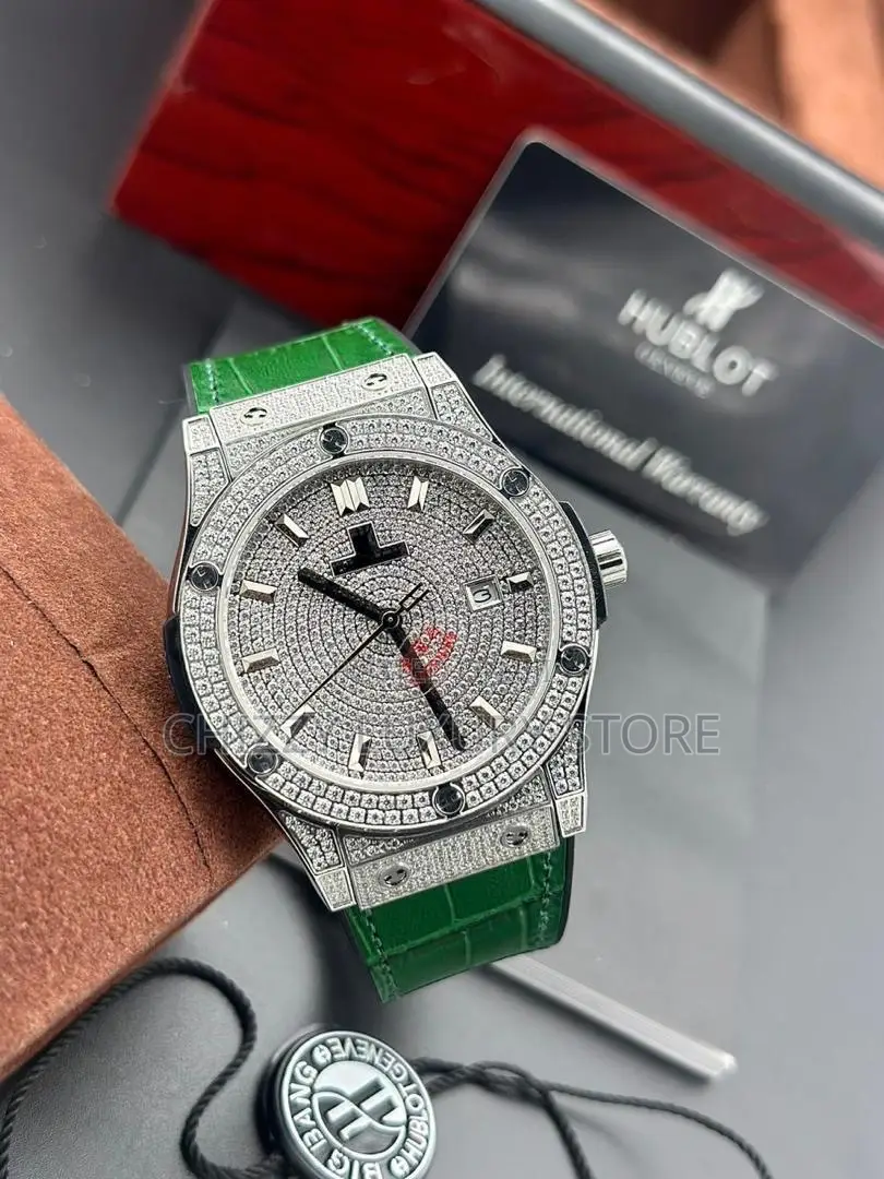 Hublot Quality Luxury Men Genuine Leather Automatic Engine Wristwatch