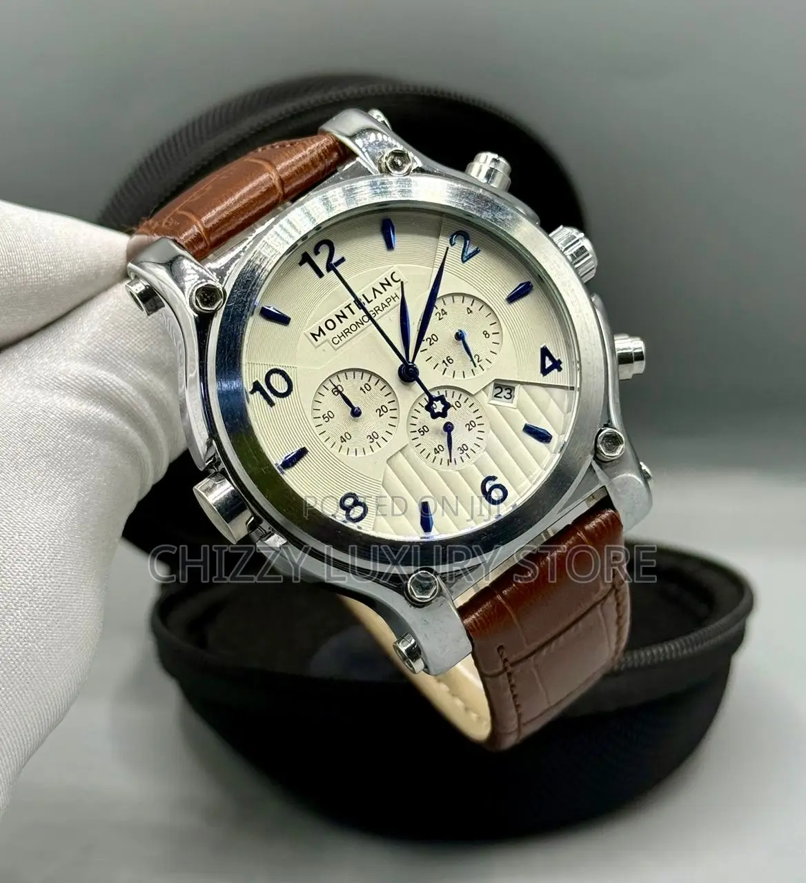 Mont Blanc Quality Luxury Men Genuine Leather Wristwatch