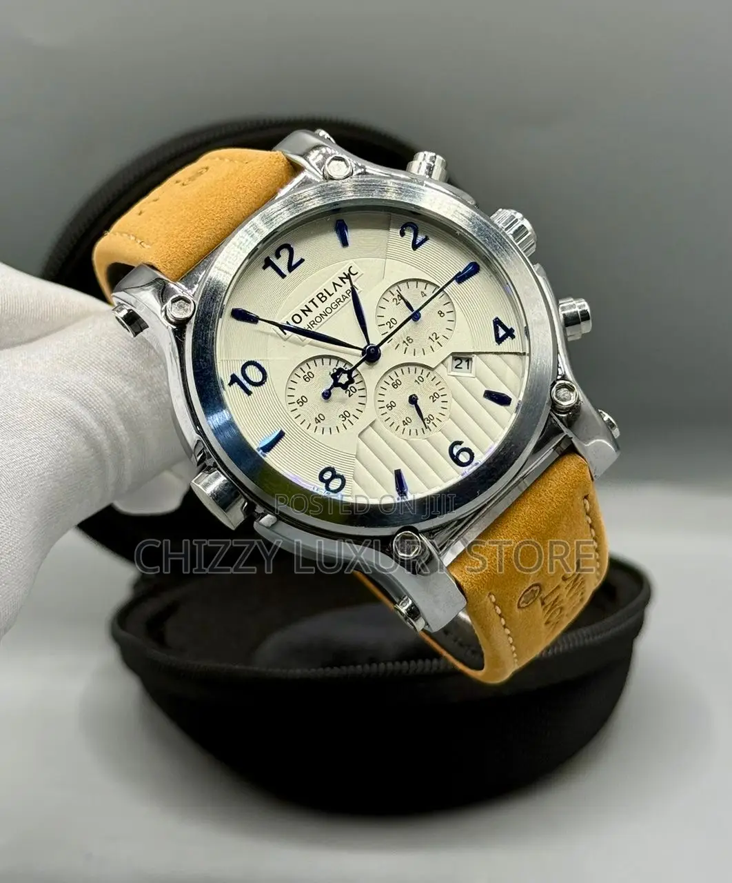 Mont Blanc Quality Luxury Men Genuine Leather Wristwatch