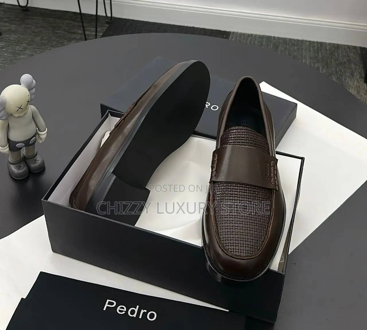 Pedro Faux Wooven Quality Luxury Men Genuine Leather Shoe