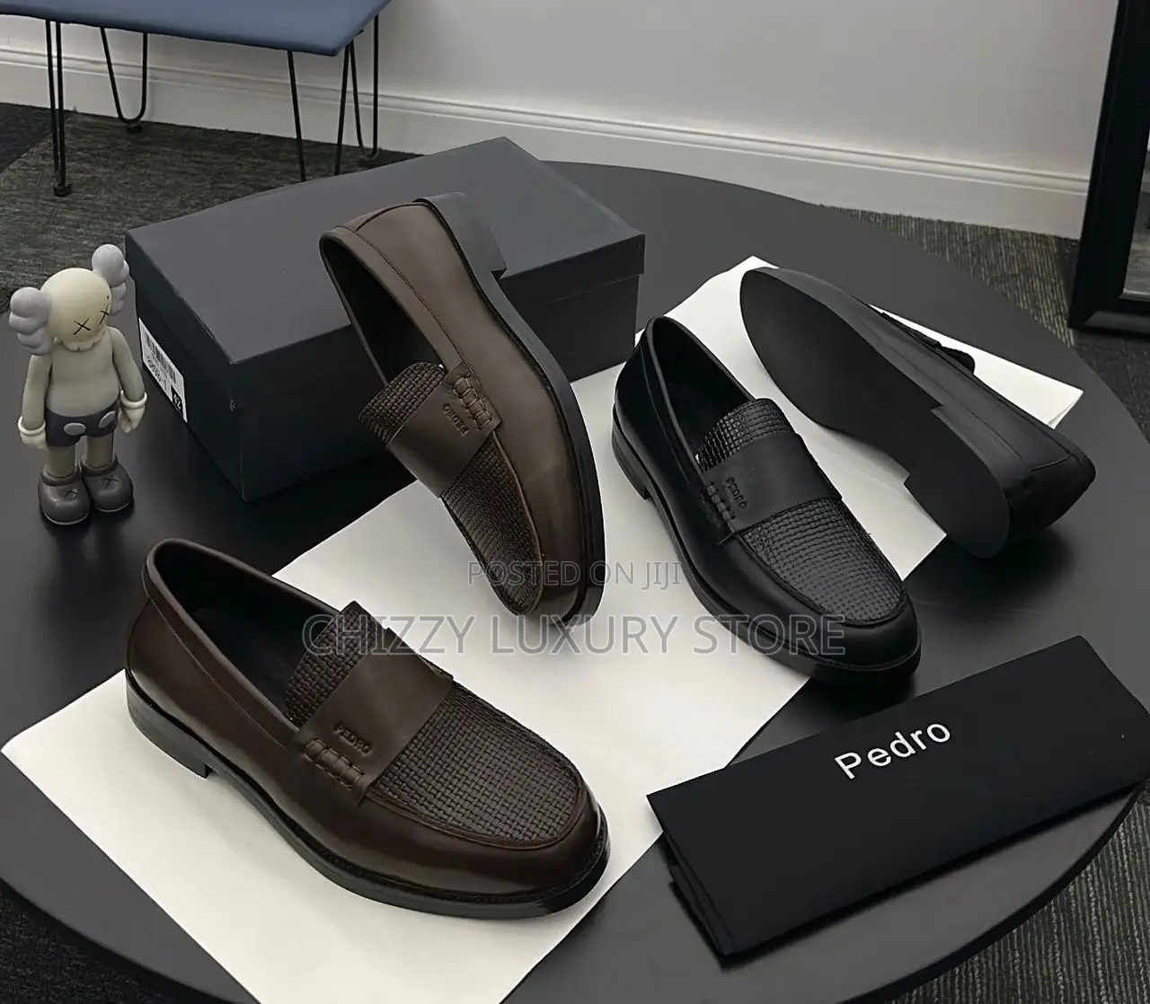 Pedro Faux Wooven Quality Luxury Men Genuine Leather Shoe