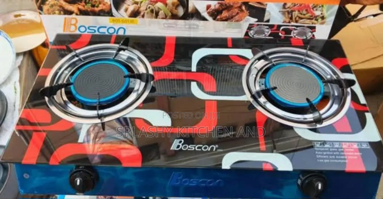 Boscon Infrared Tabletop Glass 2 Burner Gas Cooker-auto Ignition