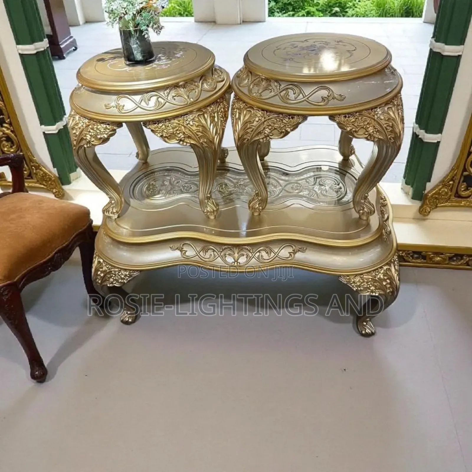 Royal Designed Center Table and 2 Side Stools