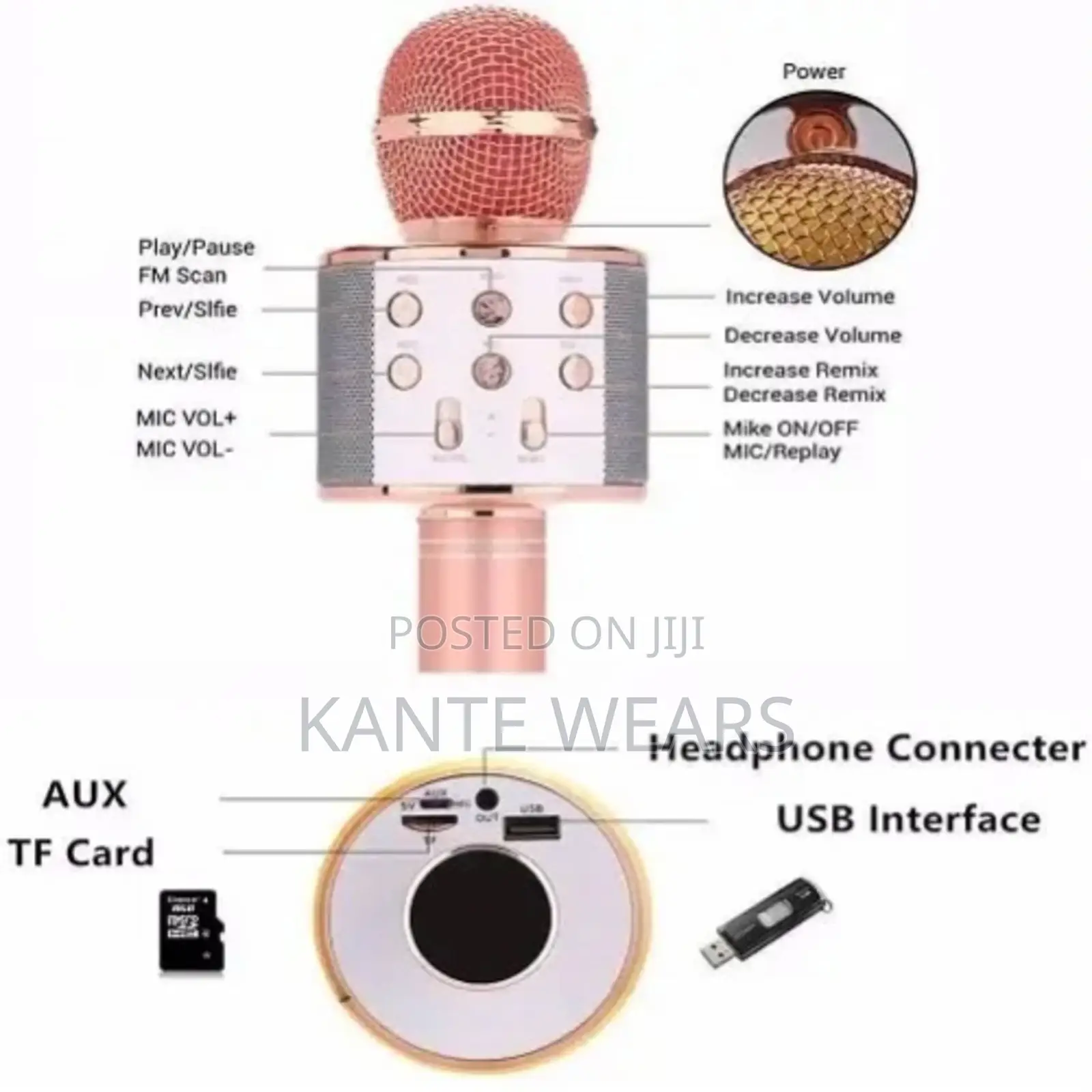 Rechareable Multipurpose Studio Wireless Karaoke Microphone