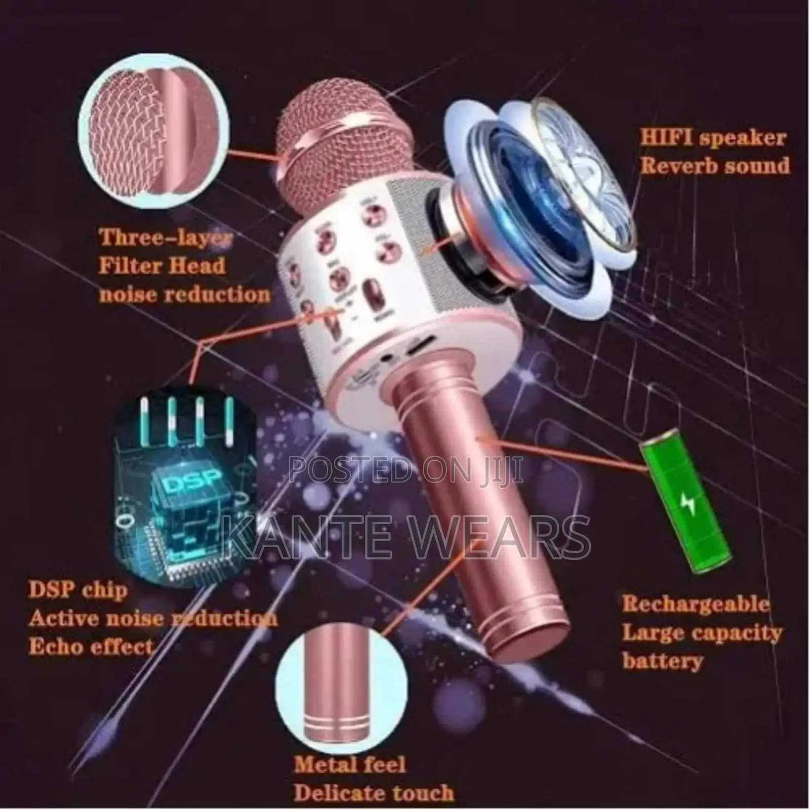 Rechareable Multipurpose Studio Wireless Karaoke Microphone