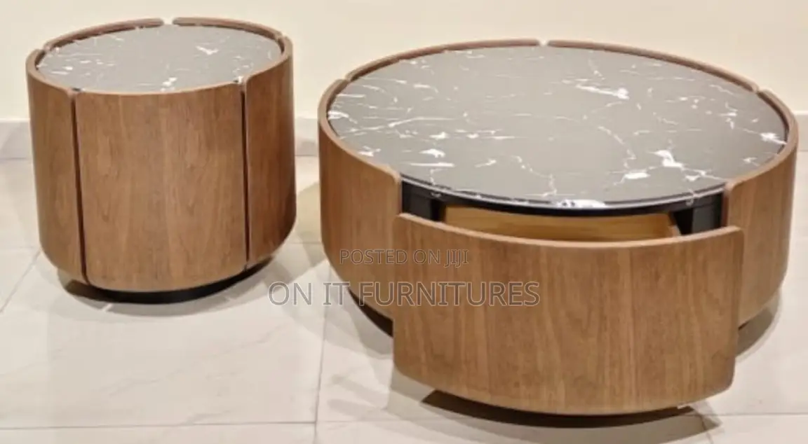 Elegant Wooden Coffee Table With Premium Marble Top Stylish Livingroom