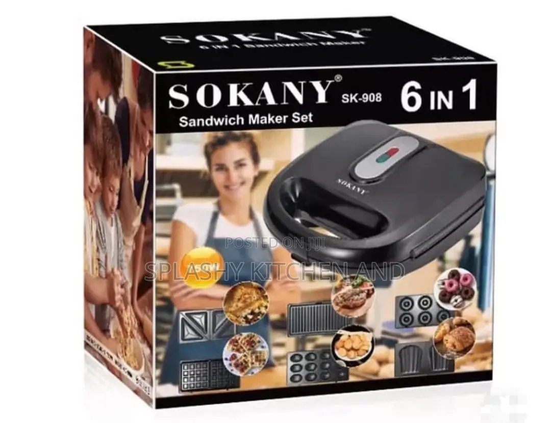 Sokany 6-in-1 Waffle Maker, Grill, Toaster, Sandwich Maker