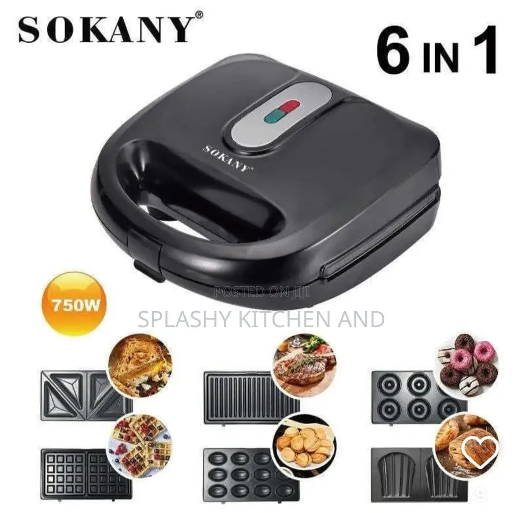 Sokany 6-in-1 Waffle Maker, Grill, Toaster, Sandwich Maker