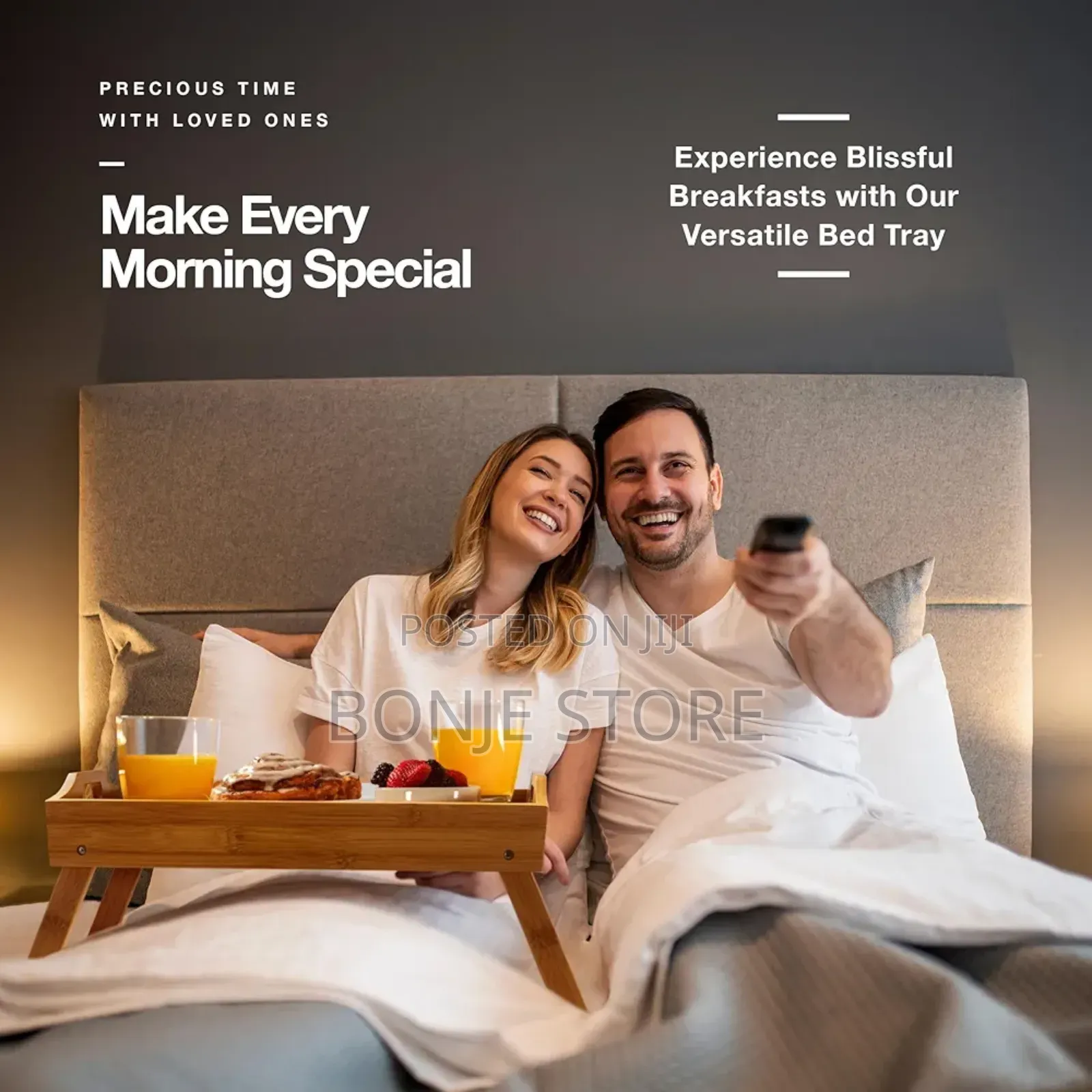 Wooden Bed Tray Table With Folding Legs, And Breakfast Tray