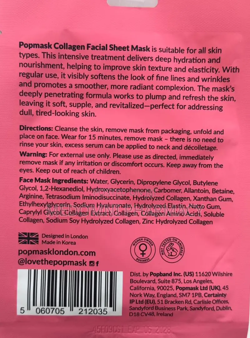 Popmask Collagen Facial Sheet Mask