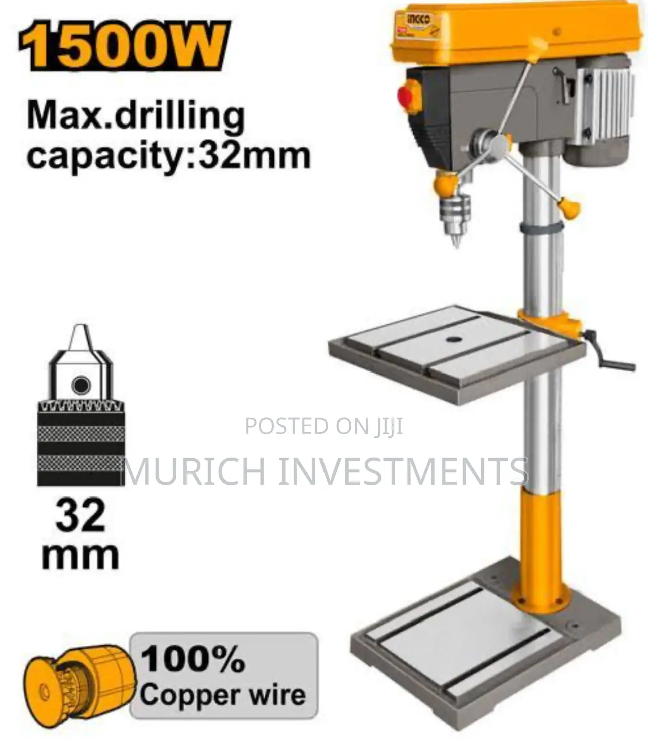 Ingco 1500w Drill Press 32mm | Industrial Stand Table Drilling Machine