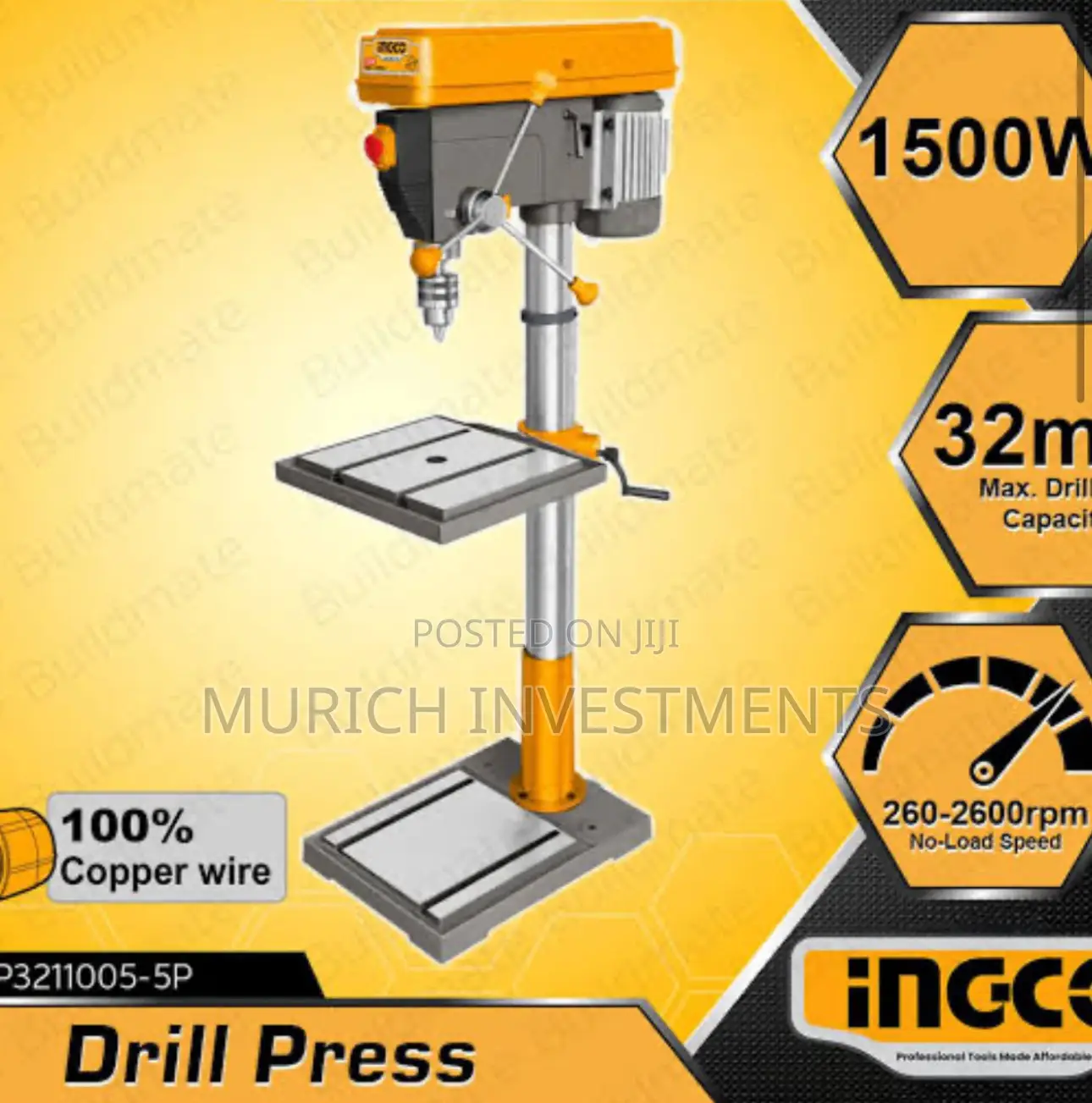 Ingco 1500w Drill Press 32mm | Industrial Stand Table Drilling Machine