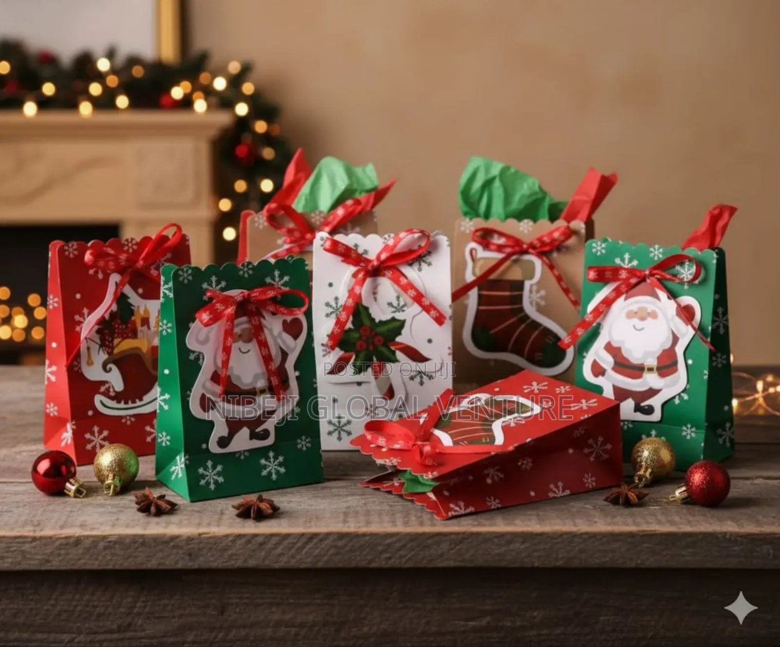 Christmas Gift Bags With Ribbon (Set of 25)