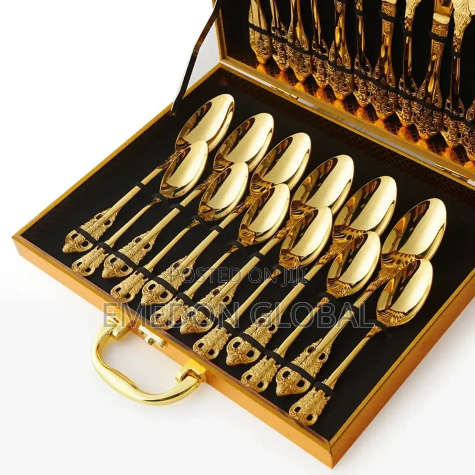 24pcs Gold Box Royal Vintage Cutlery Set
